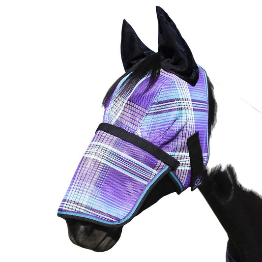 Draft Horse Fly Mask with Long Nose, Ears & 73% UV Protection