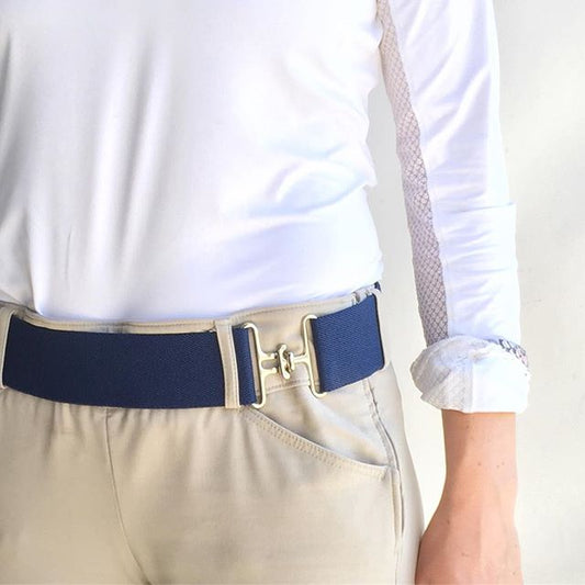 Navy + Silver Elastic Belt