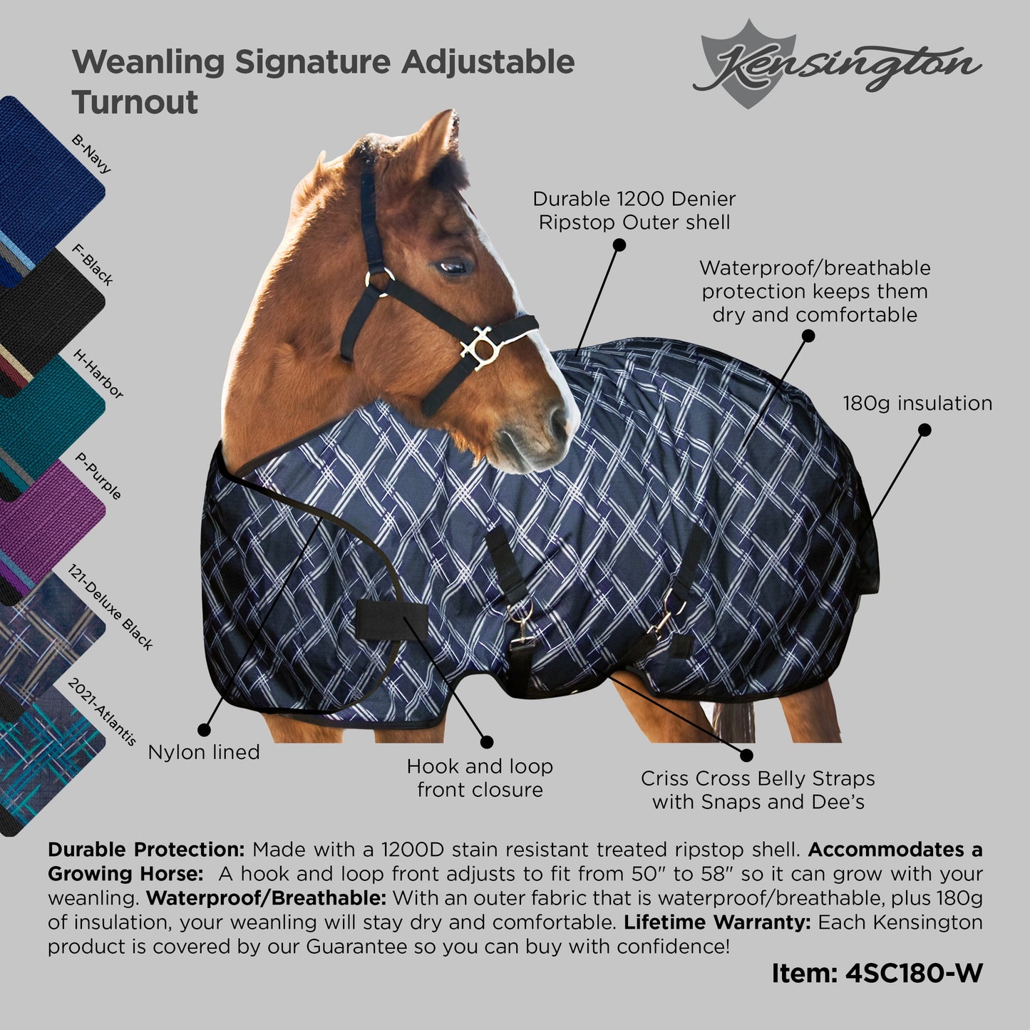 1200D 180G Medium Weight Waterproof & Breathable Adjustable Weanling Winter Turnout Blanket