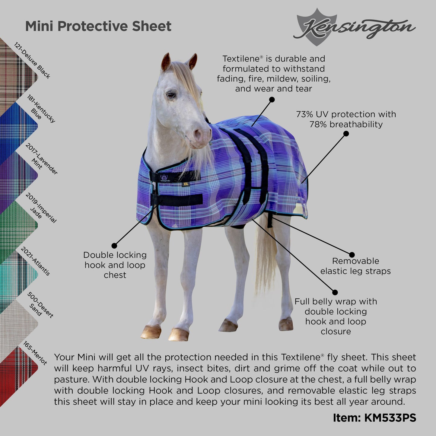 Mini Protective Fly Sheet with Belly Band - 73% UV Protection