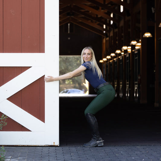 Tara Short Sleeve Lace Competition Shirt - Navy