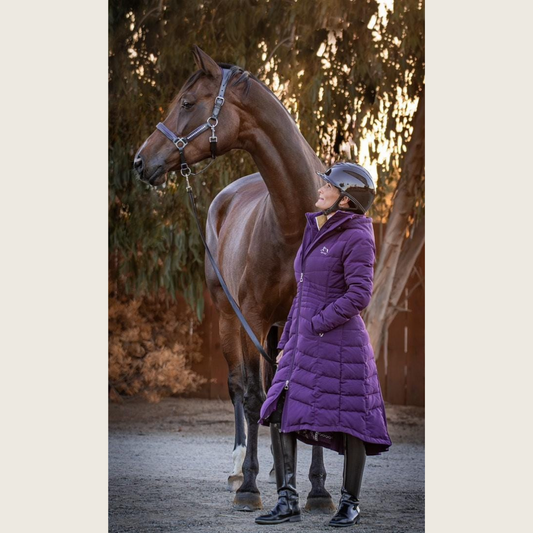Deep Purple Duck Down Riding Coat with velvet collar