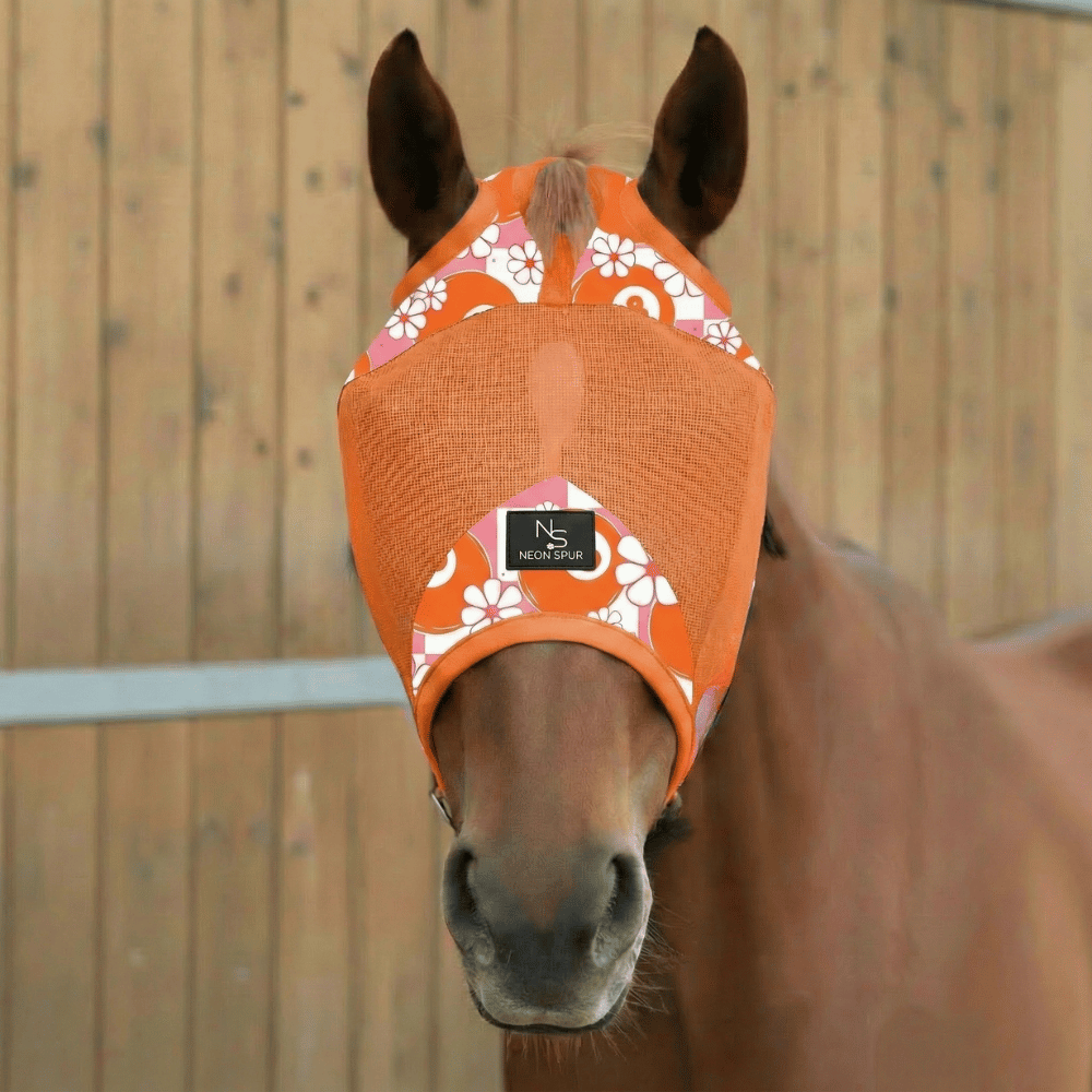 Daisy 8 Horse Fly Mask -Orange Mesh