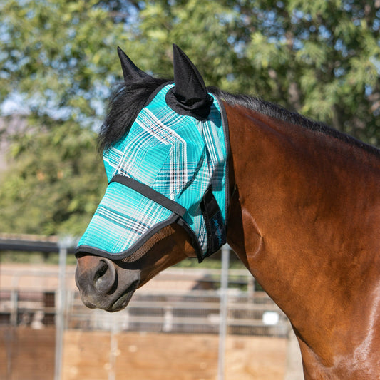 Fly Mask with Long Nose, Ears & 73% UV Protection