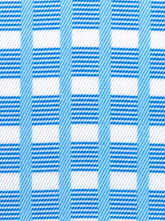 Girls "Luna II" Light Blue Short Sleeve Performance Show Shirt with Blue Checks Trim