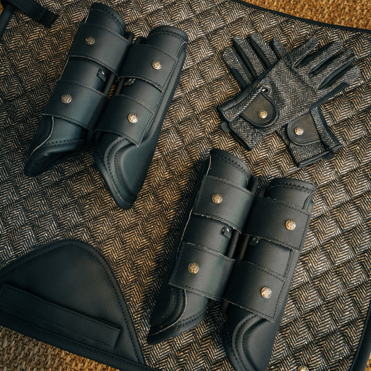 Leatherette Splint Boots, Black