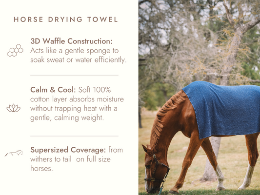 Cotton Waffle Horse Drying Towel, Indigo