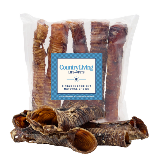 Country Living All-Natural Beef Trachea Dog Treats, Protein-Packed Chews – 12 Inches (5-Pack)