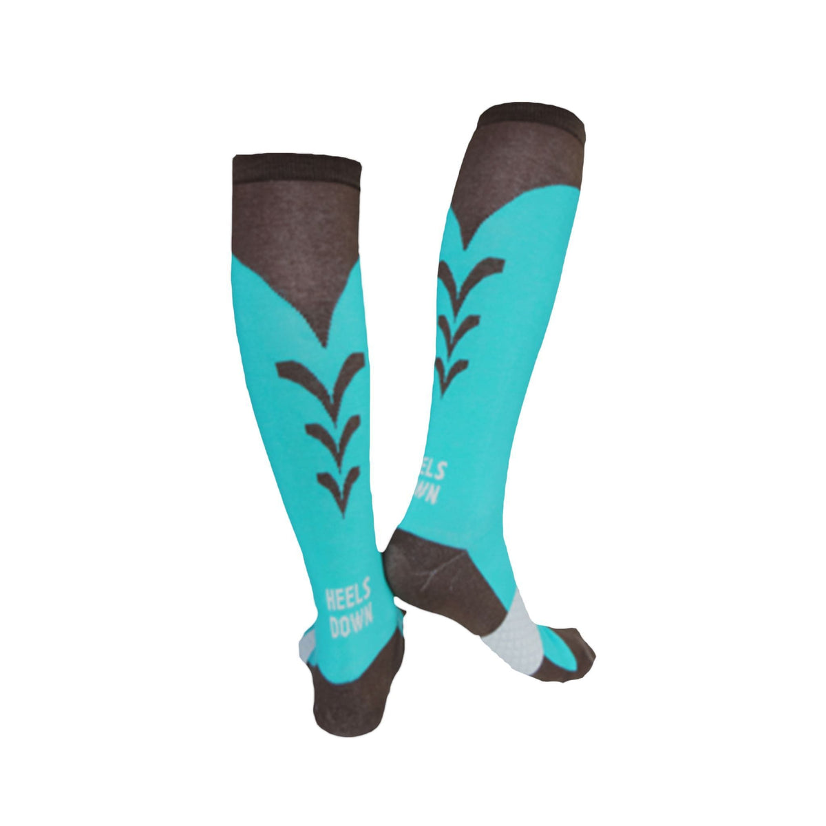 High Performance Riding Socks - Turqoiuse & Brown