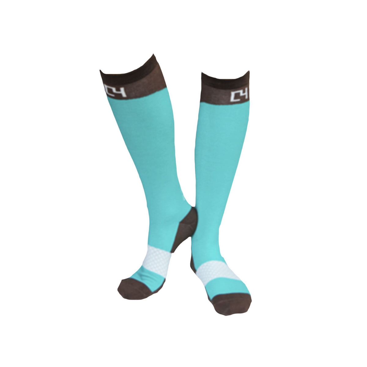 High Performance Riding Socks - Turqoiuse & Brown