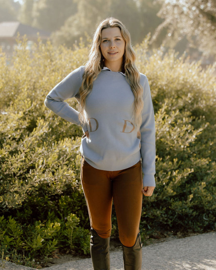 The Deinhardt HERITAGE Sweater - Periwinkle / Cognac