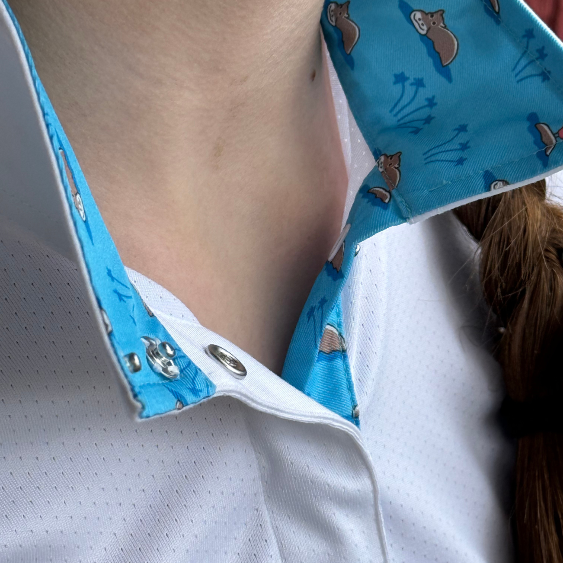 Swimming Hippos Ladies Talent Yarn Straight Collar Short Sleeve Show Shirt