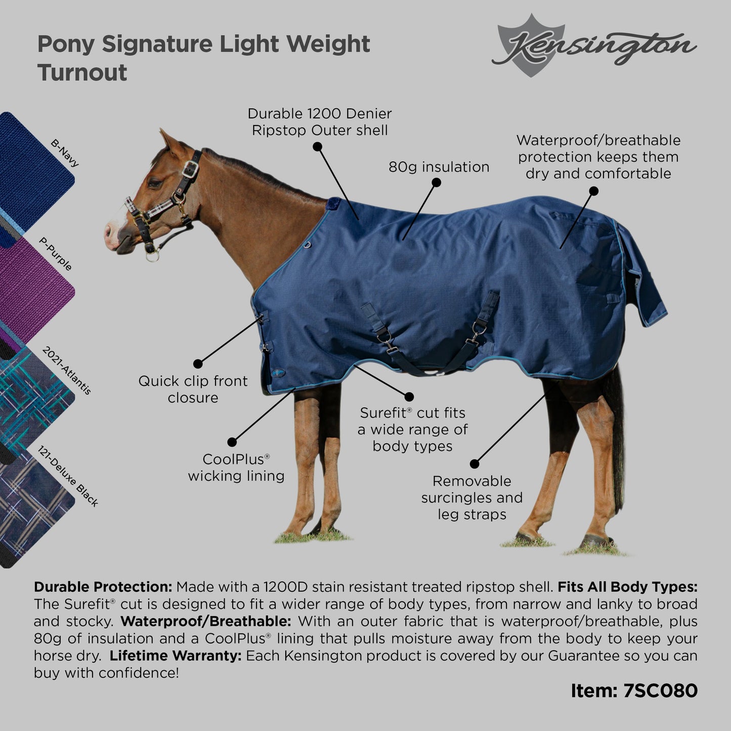 1200D Lightweight 80g Pony Winter Turnout Blanket - Waterproof & Breathable
