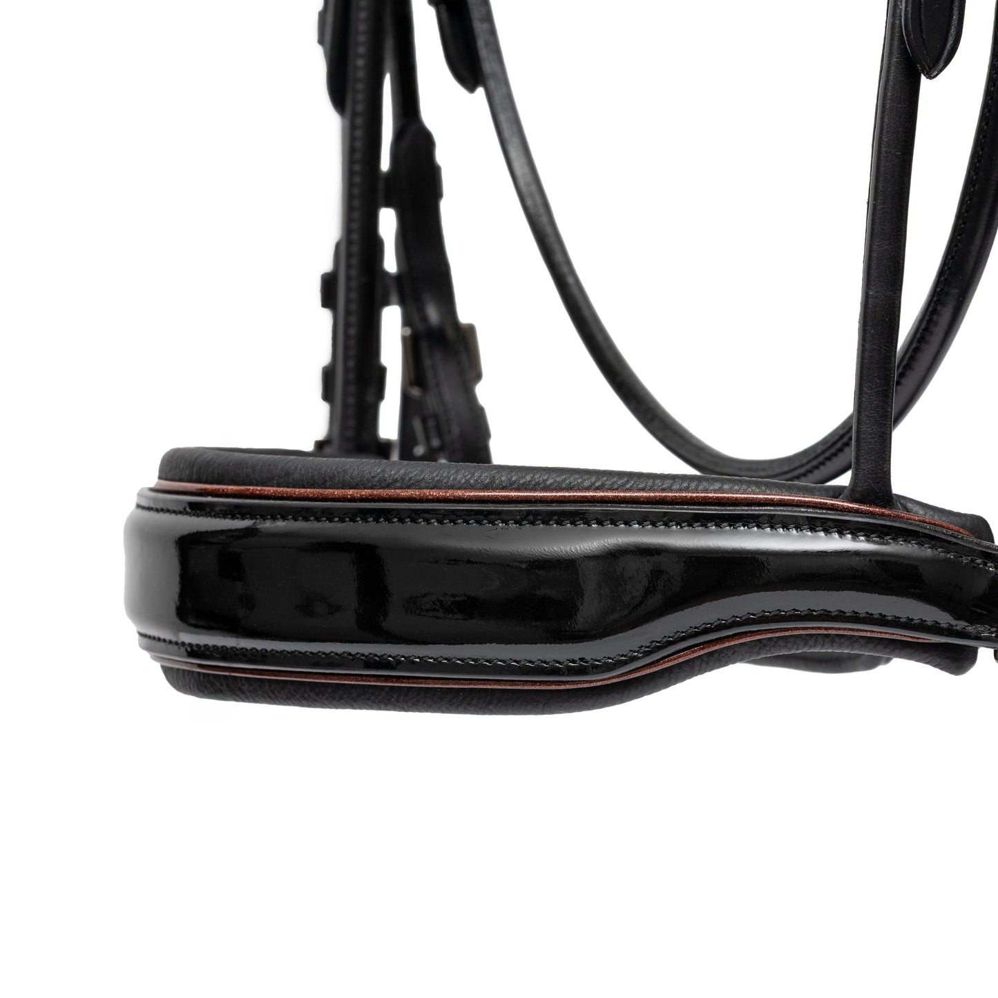 🤎 The Aachen Rolled Black Patent Leather Double Bridle
