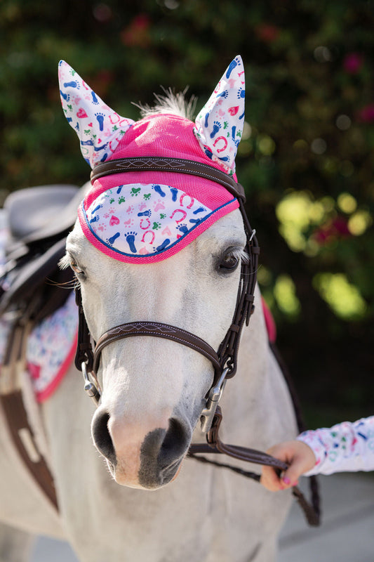 footprints and Day of the dead Pony Bonnet