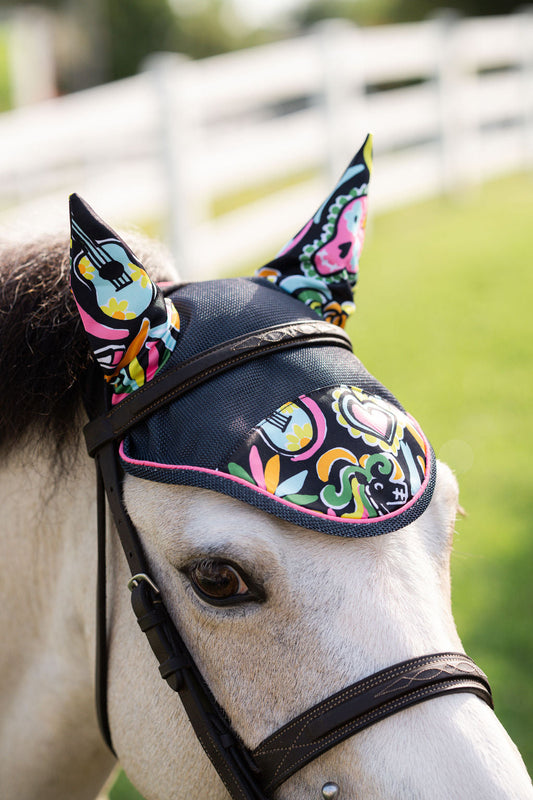 footprints and Day of the dead Pony Bonnet