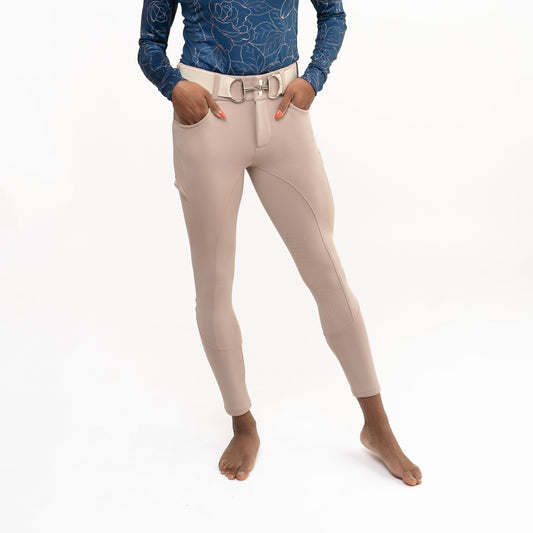 Beige Mid-Weight Winter Knee Patch Breeches
