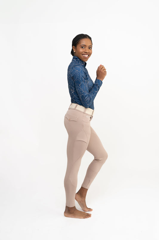 Beige Mid-Weight Winter Knee Patch Breeches