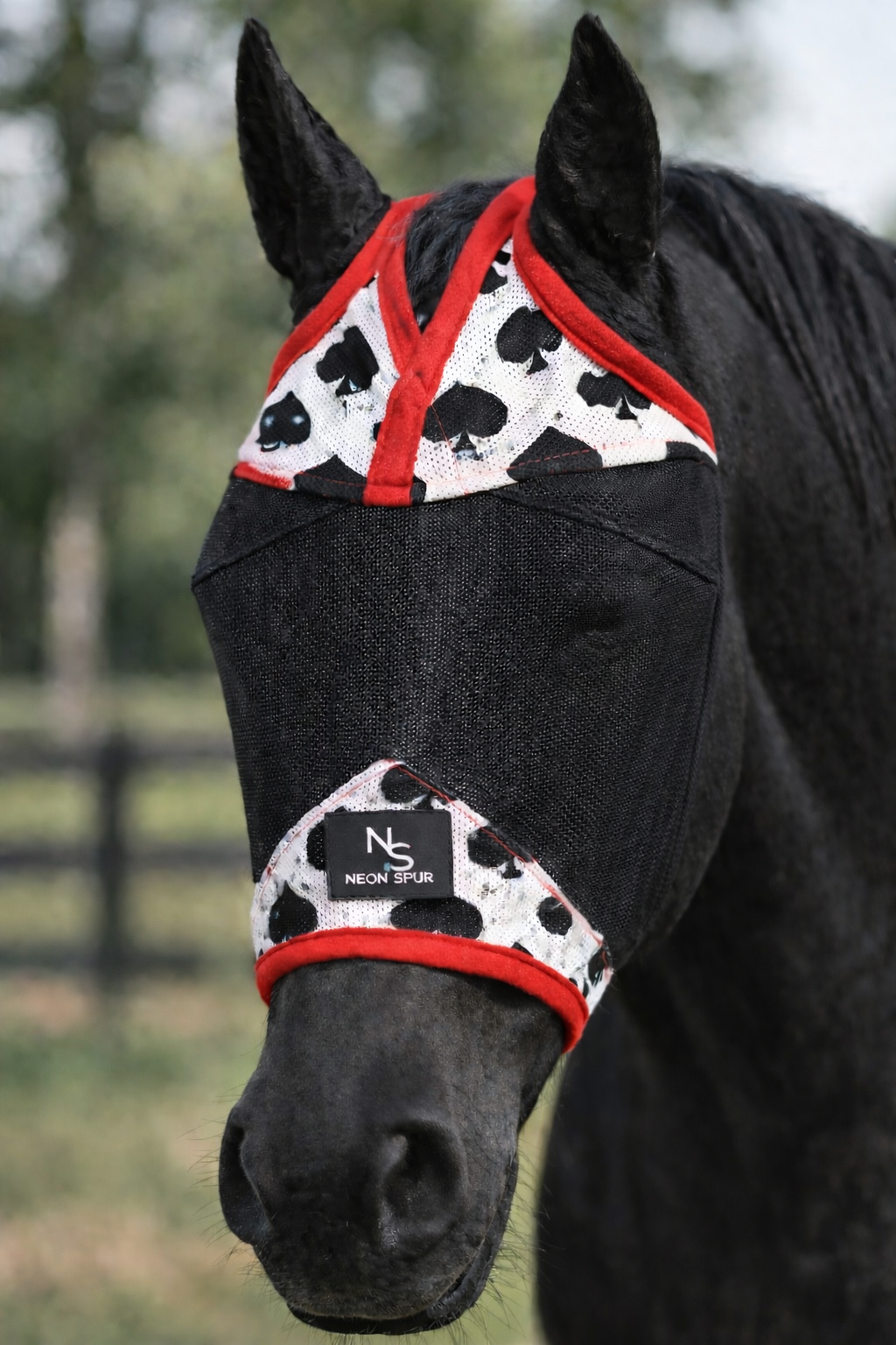 Smokin Spades Fly Mask - Black/Red