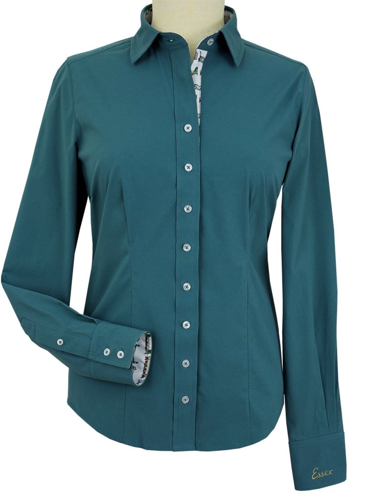 Dora II Schooling Shirt - Green with Hunter Derby Trim