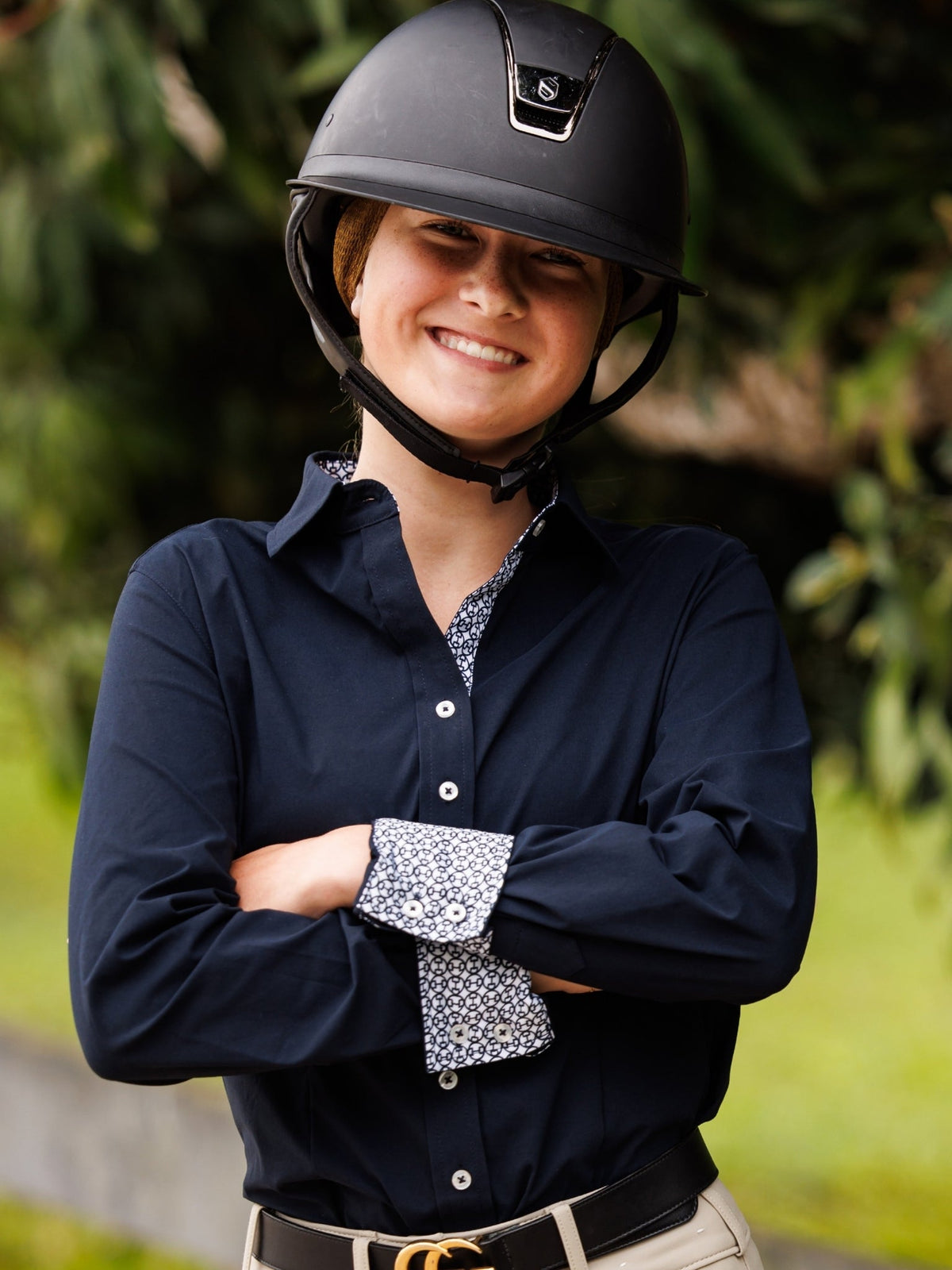 Dora II Schooling Shirt - Black with Bit by Bit Trim