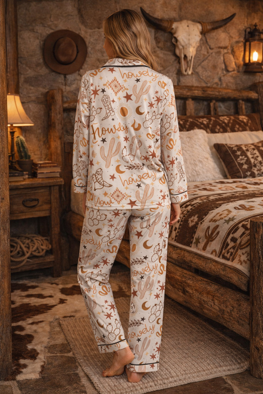 Yeehaw Howdy 2 Piece Satin Pajama Pant Set