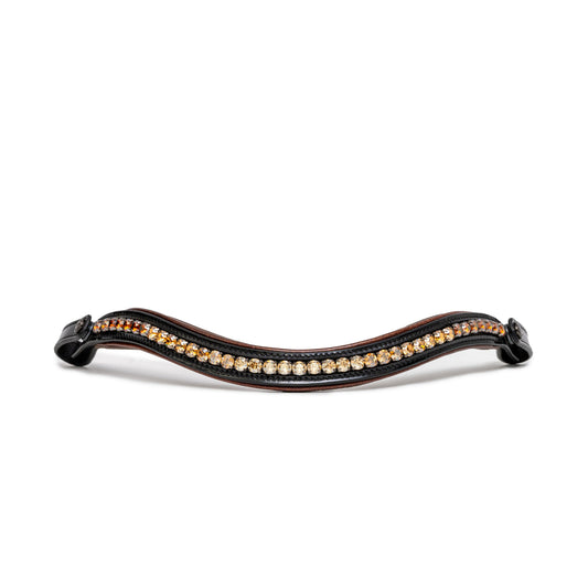 The Palermo Black Patent Leather Snaffle with Brown Padding
