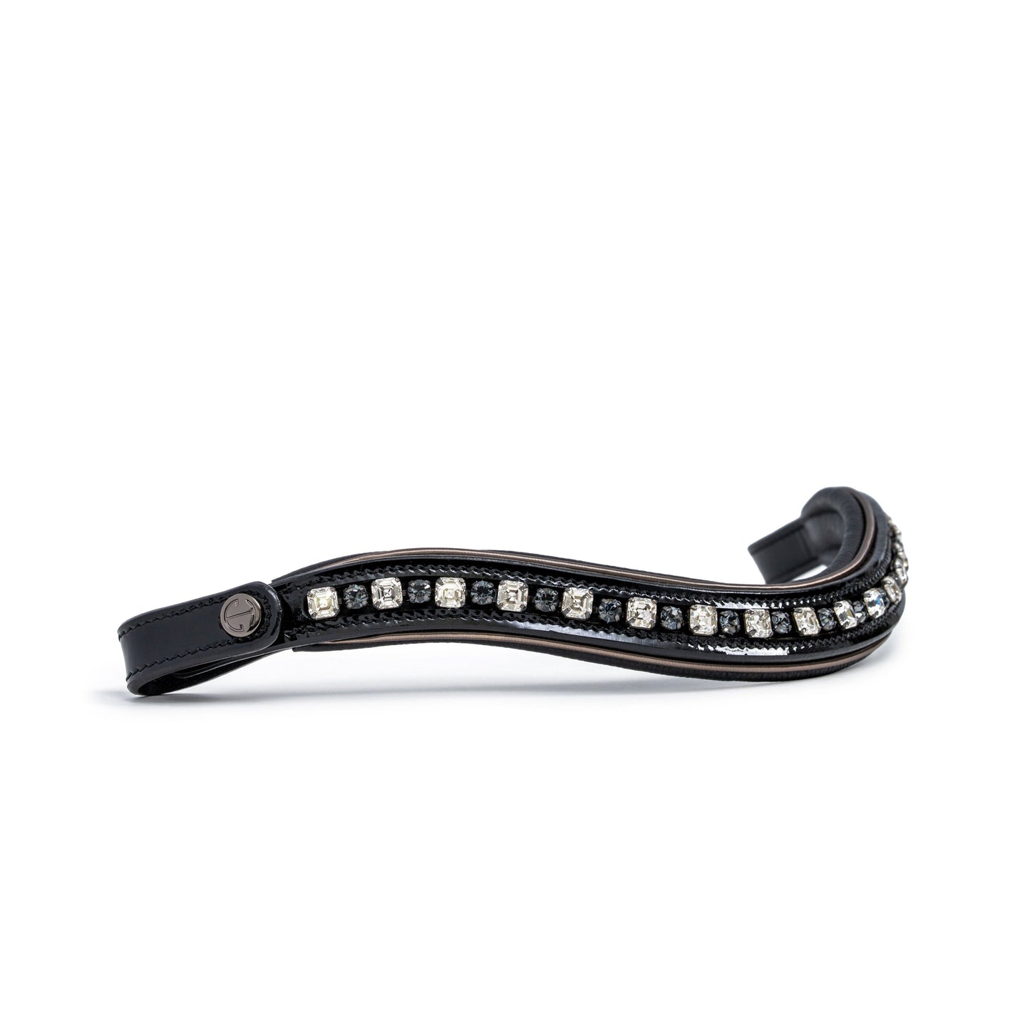 Ocala Black Patent Leather Snaffle Bridle With Removable Flash