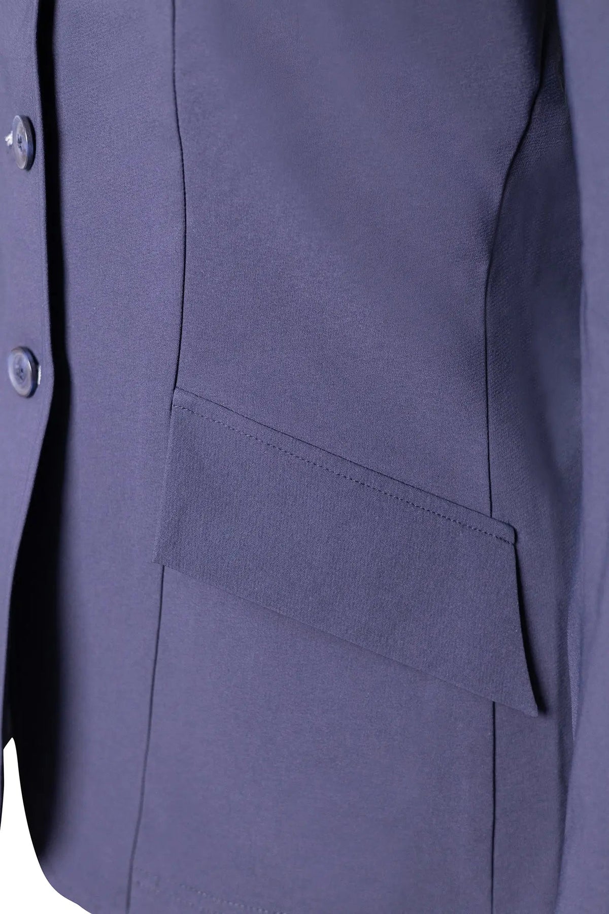 Grand Prix Ladies EQJ 3 Button Show Coat, Navy with Cadet Blue Collar