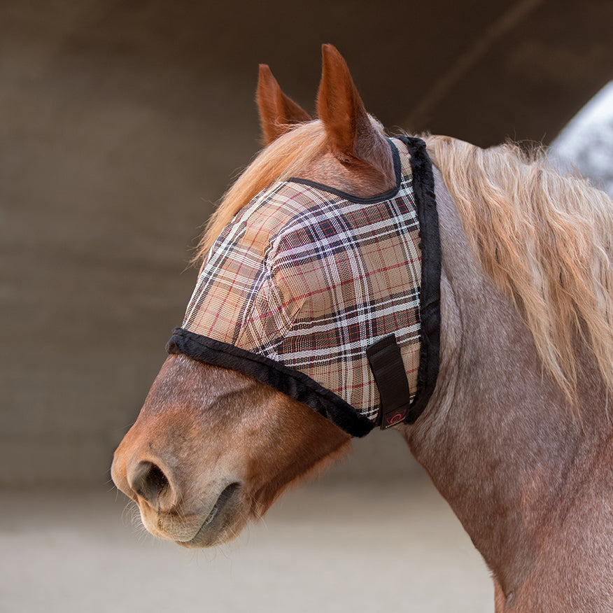 Draft Horse Fly Mask with Fleece Trim & 73% UV Protection - Open Top Design