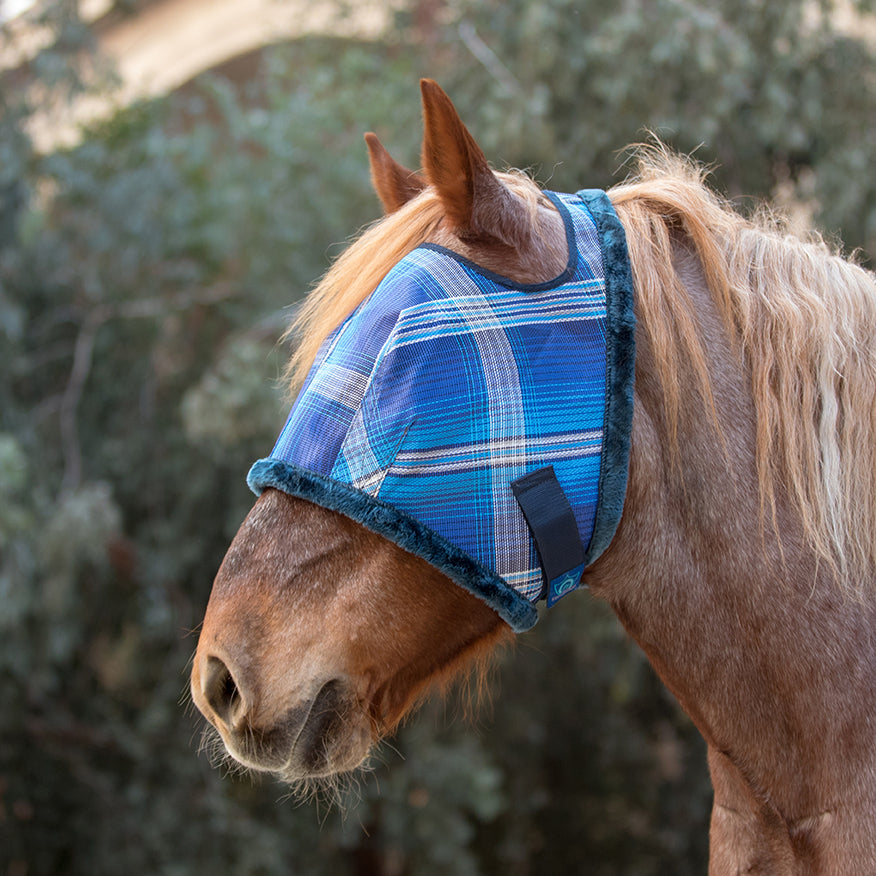 Draft Horse Fly Mask with Fleece Trim & 73% UV Protection - Open Top Design