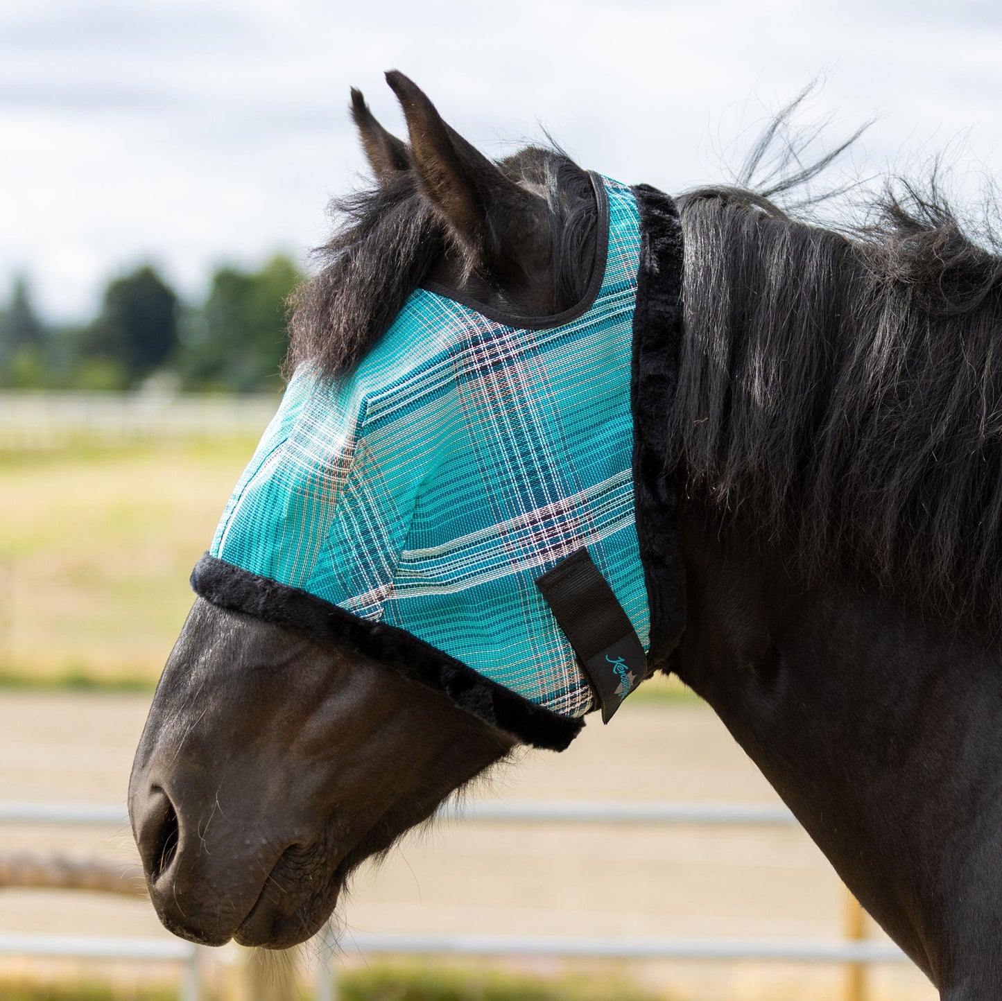 Draft Horse Fly Mask with Fleece Trim & 73% UV Protection - Open Top Design