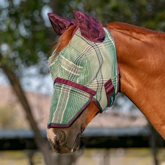 Fly Mask with Long Nose, Ears & 73% UV Protection