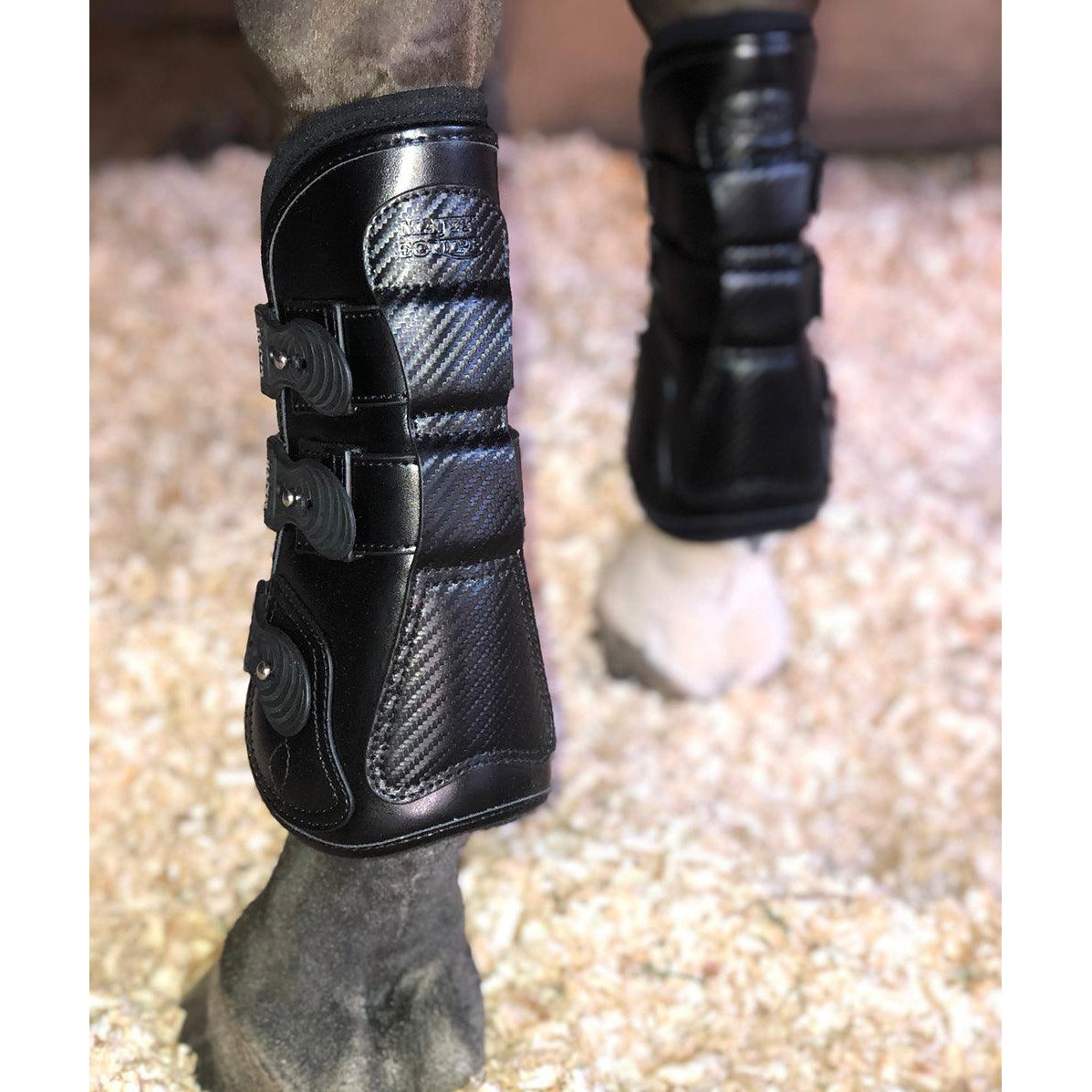 Estrella' Carbon Leather Tendon Boots