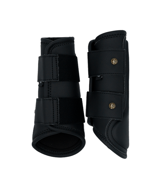 Leatherette Splint Boots, Black
