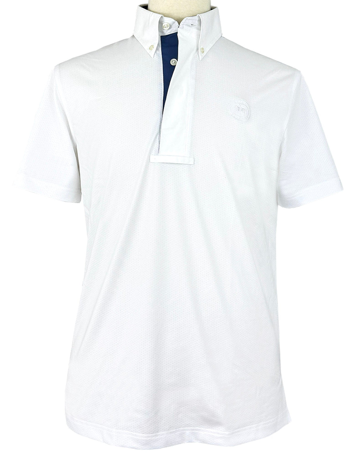 Men's Marine Blue Self Trim Talent Yarn Short Sleeve Show Shirt