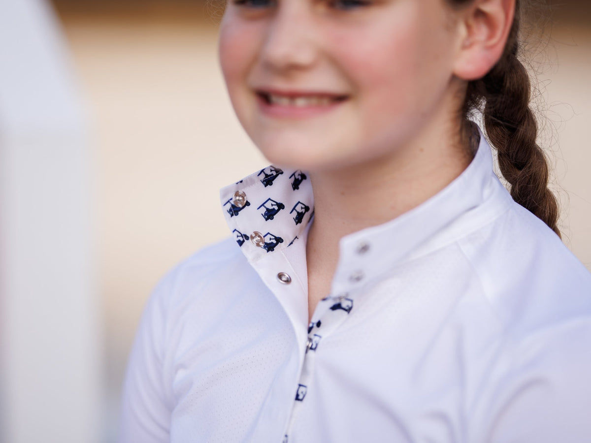 Golf Carts Girls Talent Yarn Straight Collar Short Sleeve Show Shirt