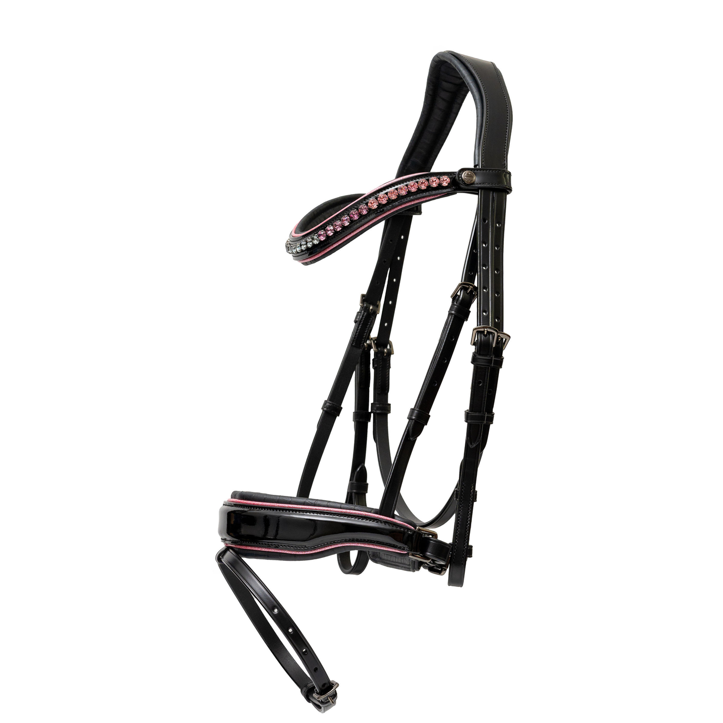 The Ellie Black Patent Leather Snaffle Bridle With Removable Flash