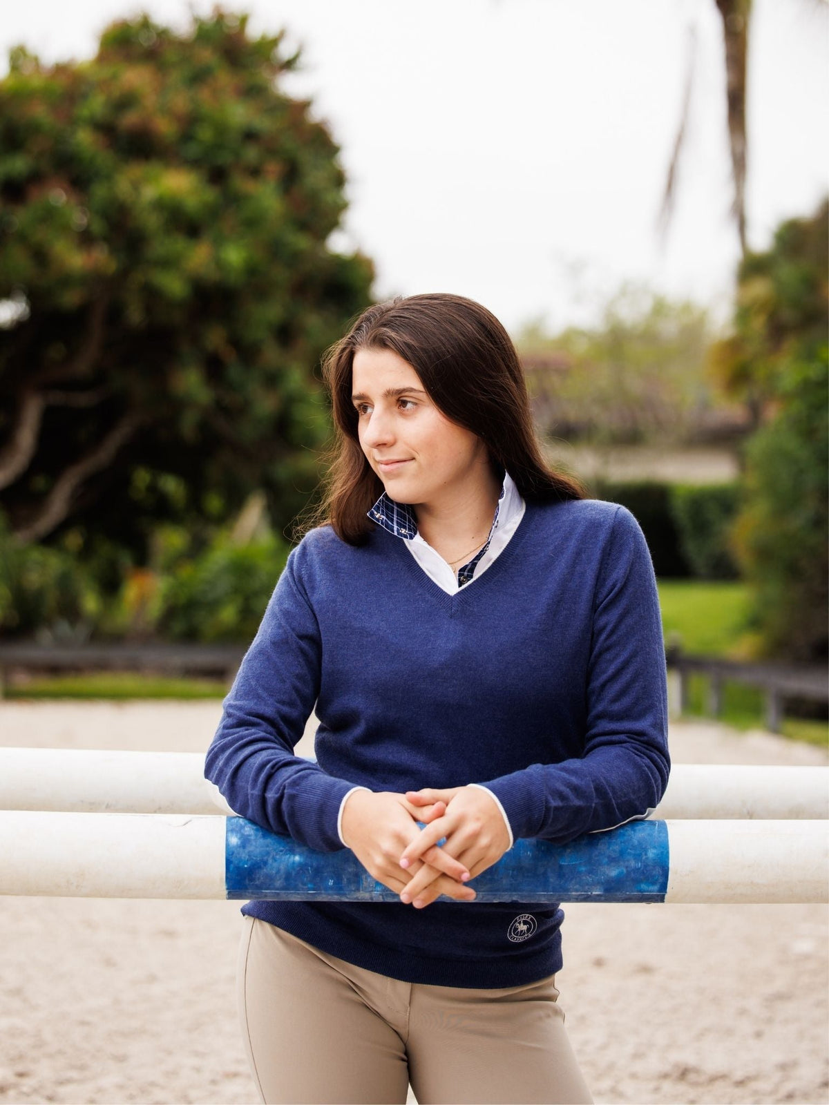 Navy with Ivory Trey V-Neck Sweater