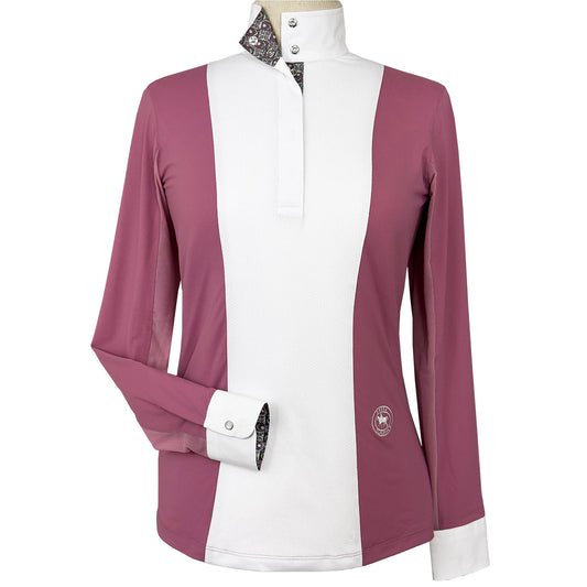 Girls "Luna II" Dark Pink Gallop Garden Long Sleeve Performance Show Shirt