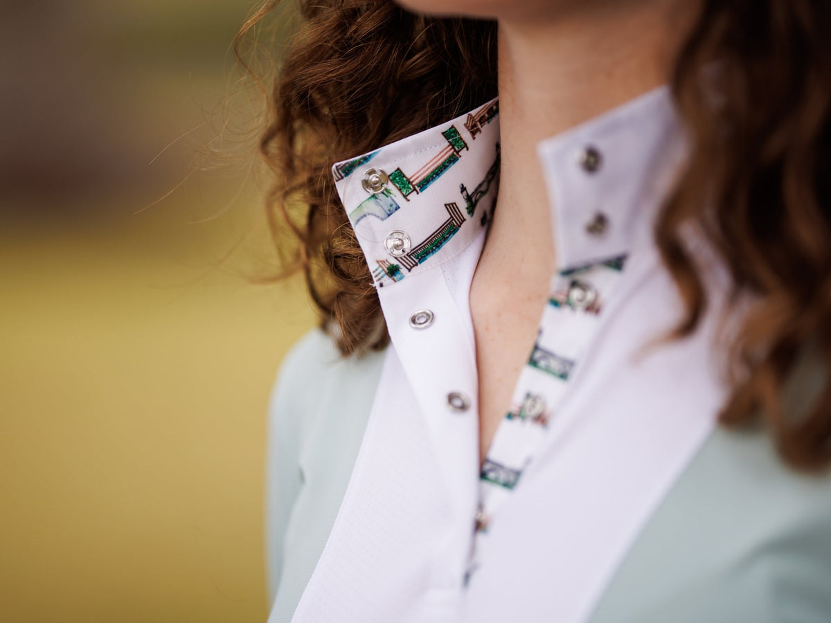 Girls "Luna II" Seafoam with Hunter Derby Short Sleeve Performance Show Shirt