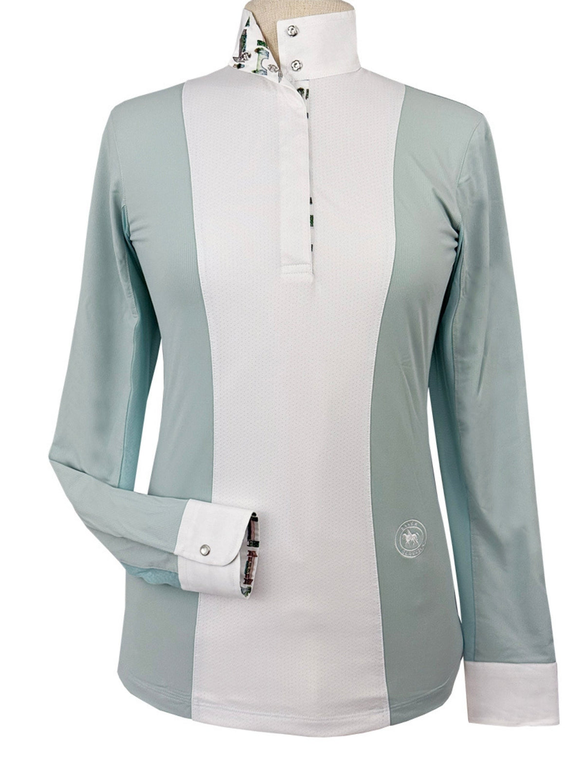 Girls "Luna II" Seafoam with Hunter Derby Long Sleeve Performance Show Shirt