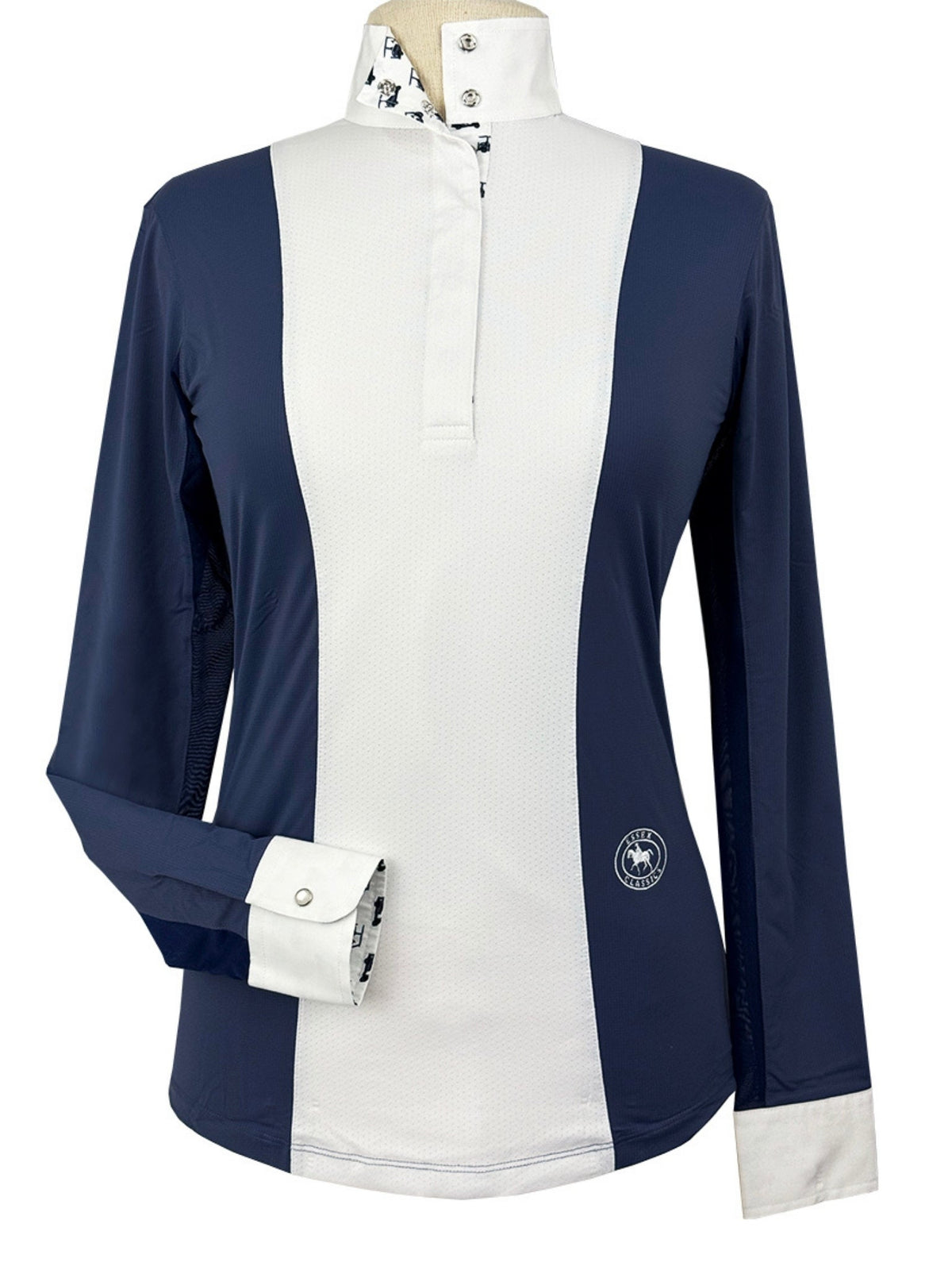 Girls "Luna II" Marine Blue with Golf Carts Long Sleeve Performance Show Shirt