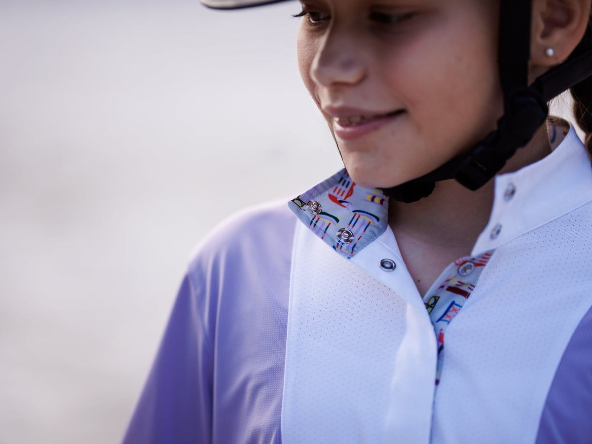 Girls "Luna II" Lavender with Jumper Classic Long Sleeve Performance Show Shirt