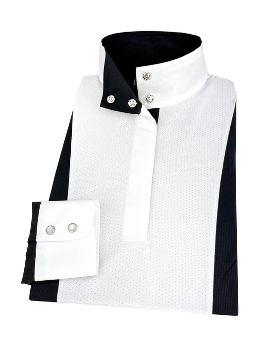 Girls "Luna II" Black Self-Trim Long Sleeve Performance Show Shirt