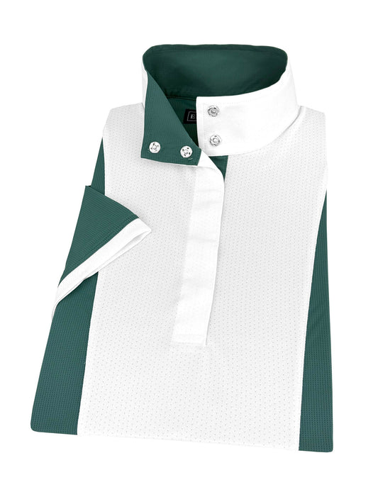 Ladies "Luna II" Forest Green Self-Trim Short Sleeve Performance Show Shirt
