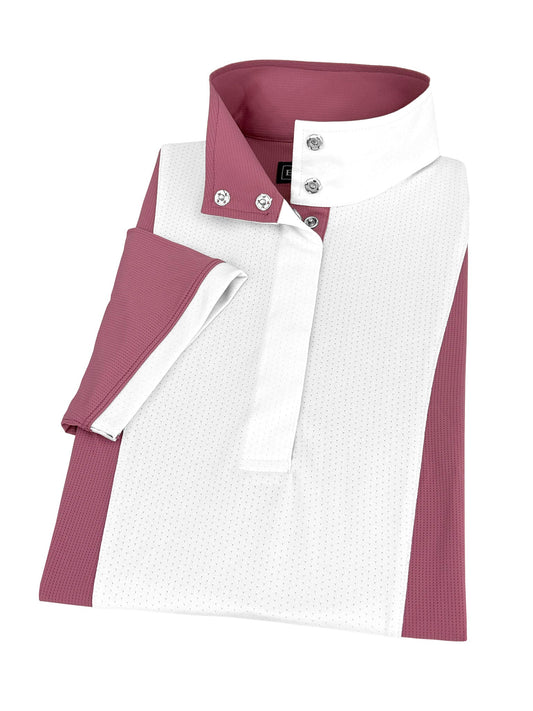 Girls "Luna II" Dark Pink Self-Trim Short Sleeve Performance Show Shirt