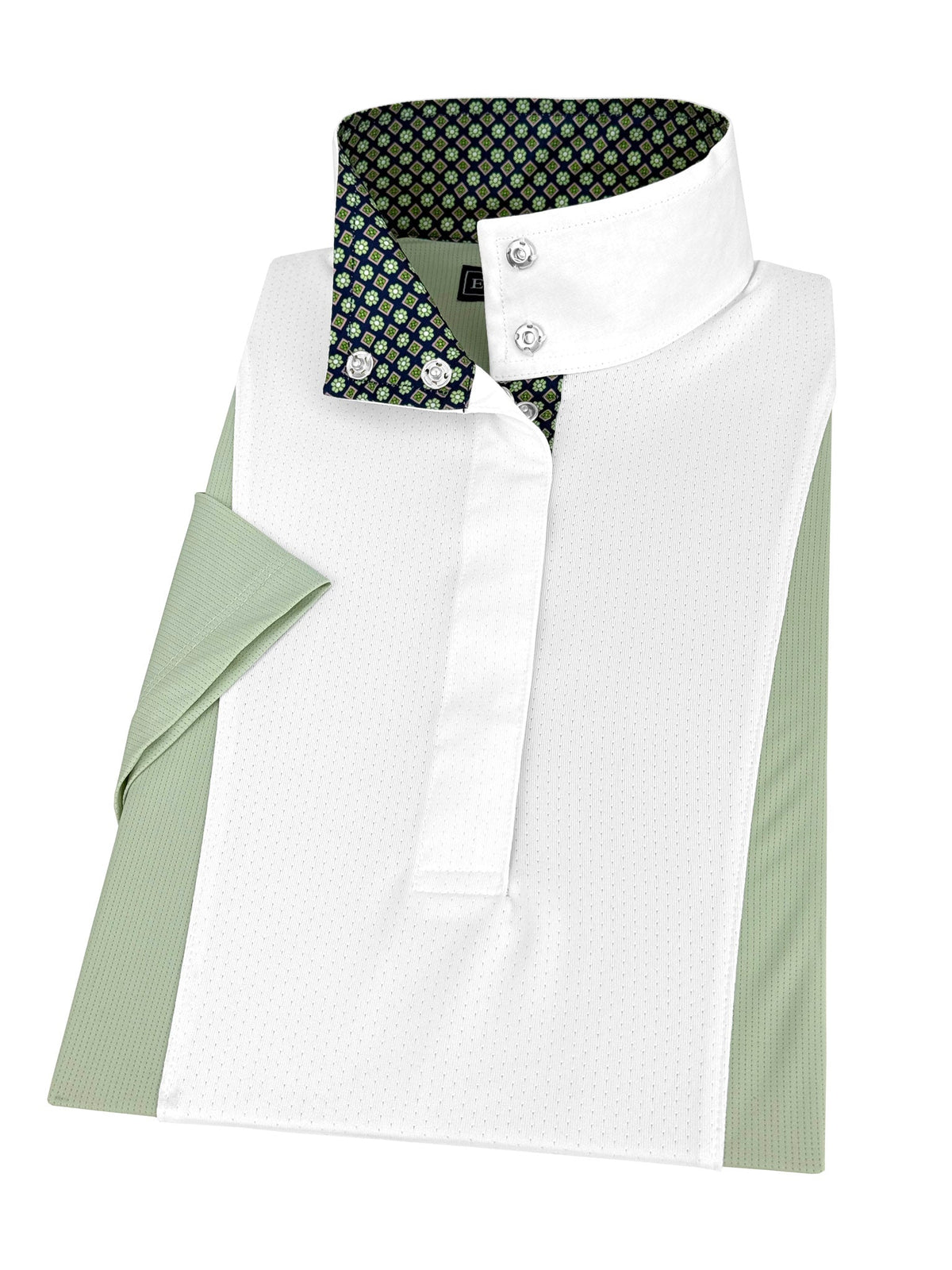Ladies Sage Green "Luna II" Short Sleeve Performance Show Shirt with Diamond and Daisy Trim