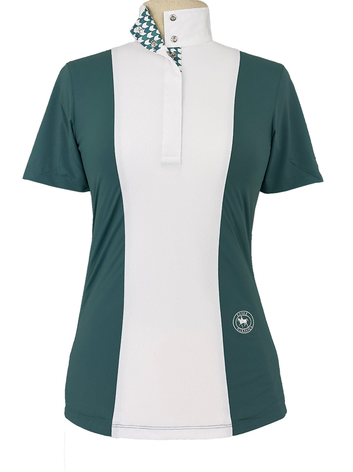 Ladies "Luna II" Forest Green with Geometric Short Sleeve Performance Show Shirt