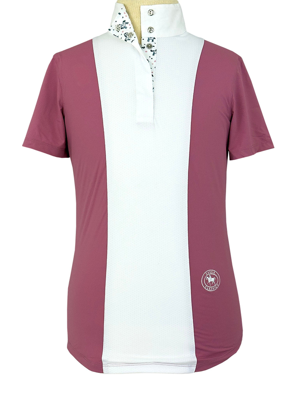 Girls "Luna II" Dark Pink with Unicorns Short Sleeve Performance Show Shirt
